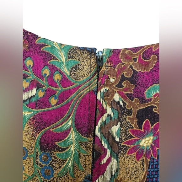 Vintage 80s Botancial Abstract short Sleeve Wide Leg Rayon Jumpsuit Sz 8 Whimsy - Picture 8 of 8